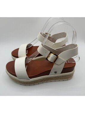 Mia Kiera Espadrille Platform Sandals Women Size 6M White Open Toe Comfort Shoes